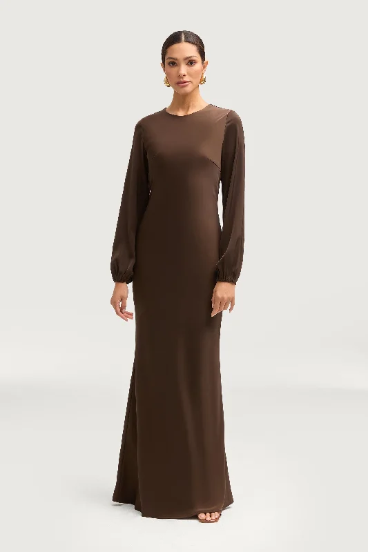 Kamila Satin Maxi Dress - Espresso Sporty Women's Tennis