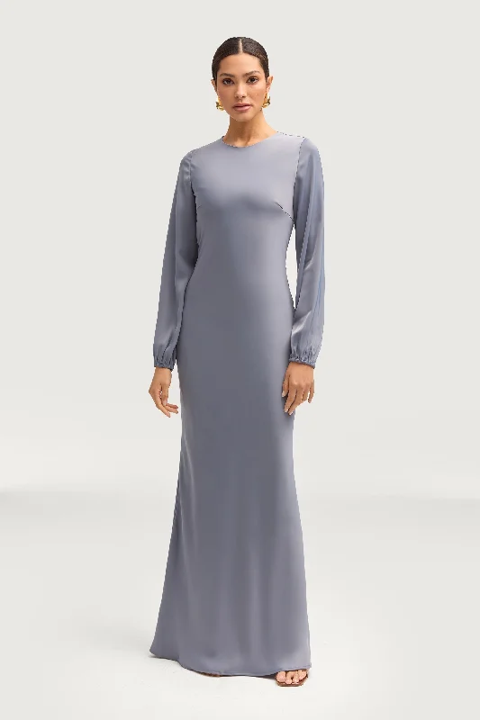 Kamila Satin Maxi Dress - Winter Blue Cool Women's Distressed
