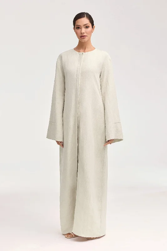 Lana Linen Button Down Maxi Dress - Oatmeal Contemporary 