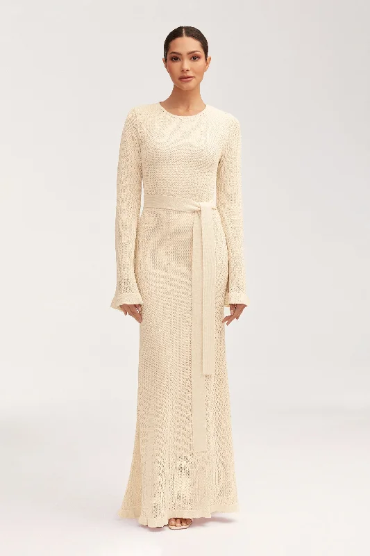 Leilani Crochet Maxi Dress - Off White Unique Women's Upcycled