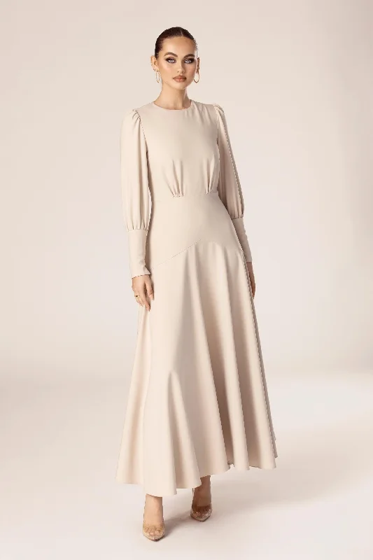 Naida Flounce Maxi Dress - Biscotti Beige Stylish Women's Tropical 