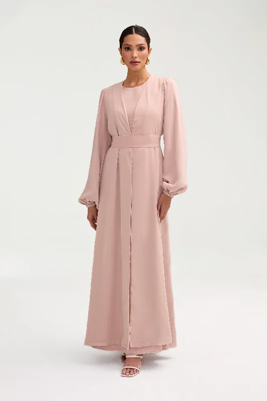 Najma Chiffon Abaya & Dress Set - Jasmine Pink Business
