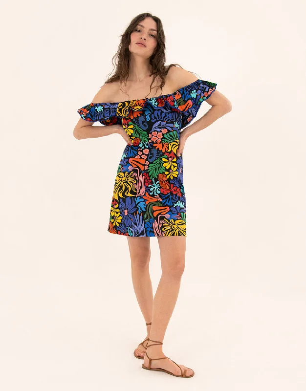 Nalani Cotton Mini Dress - Sea Sunbath Black Refined Women's Hand - crafted