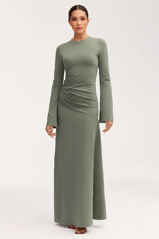 Natalie Rouched Jersey Maxi Dress - Dark Forest Cashmere