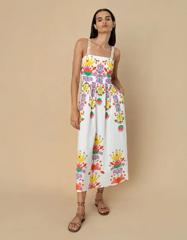 Ninet Cotton Midi Dress - Avatar White - SALE Street