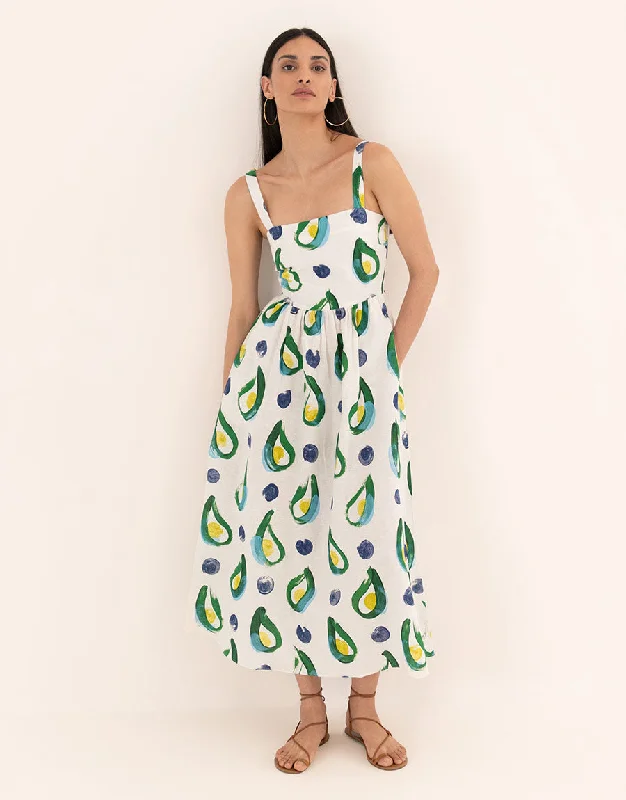 Ninet Linen Midi Dress - Cala Green Cashmere