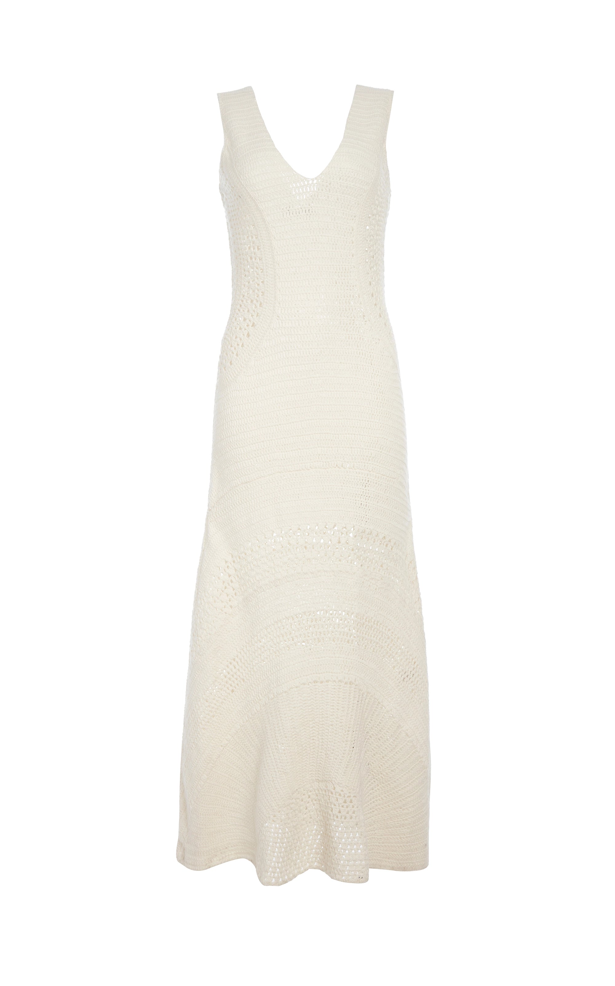 Ocon Crochet Dress in Ivory Wool Cashmere Streetwear Style for 