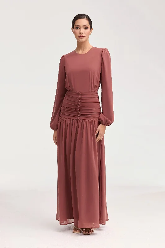 Randa Rouched Maxi Dress - Toasted Pecan Stylish Women's Tropical 
