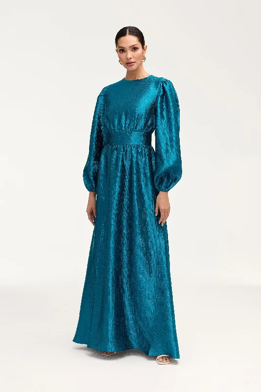 Raya Balloon Sleeve Maxi Dress - Deep Lagoon Cool Women's Skate