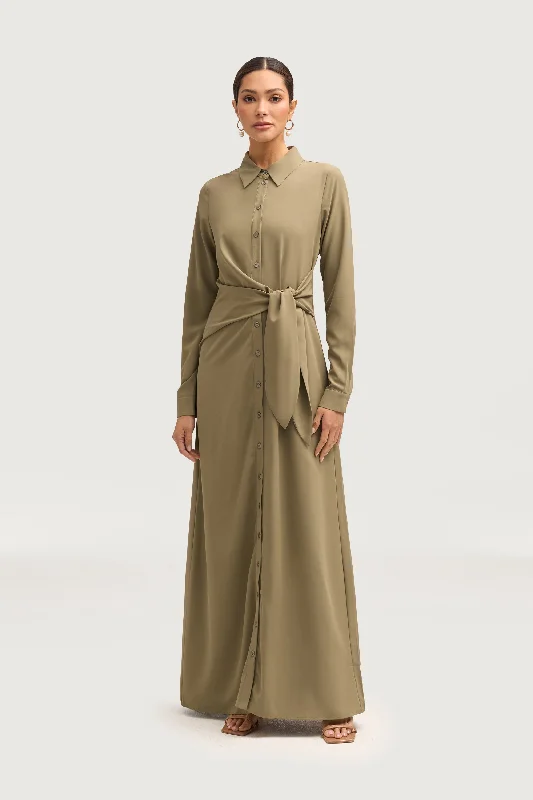 Sandra Side Tie Maxi Dress - Za'atar Preppy Women's College