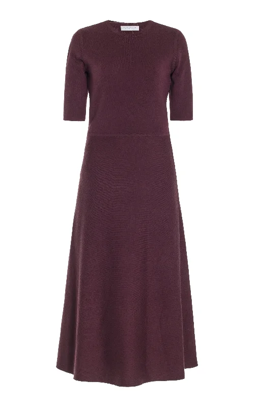 Seymore Knit Midi Dress in Deep Bordeaux Merino Wool Cashmere garde