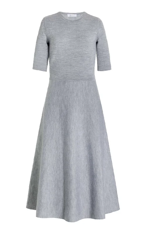 Seymore Knit Midi Dress in Heather Grey Merino Wool Cashmere Bohemian Women's Free