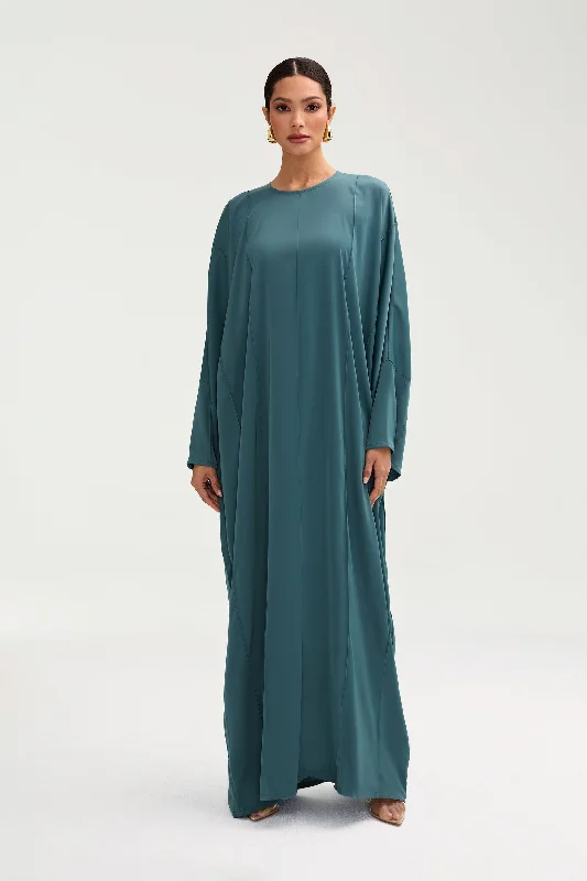 Sidrah Satin Kaftan - Teal Bohemian Women's Free