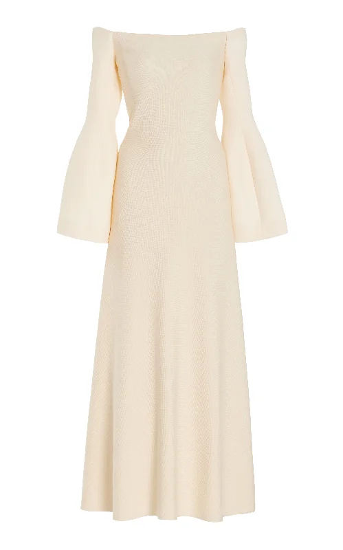 Sinead Dress in Ivory Wool Silk Cady Earthy Women's 