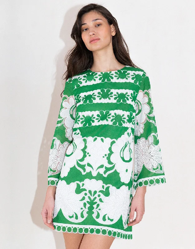 Stevie Burn Out Mini Dress - Green/White Modern Women's Tech