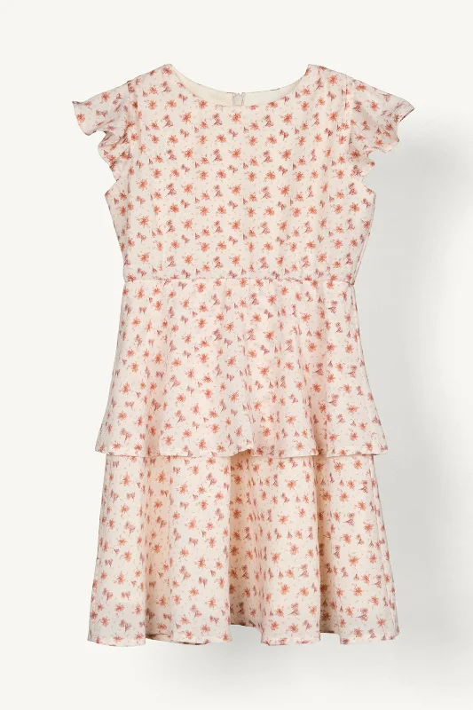 Narjis Chiffon Dress - Pink Floral (Girls) Street