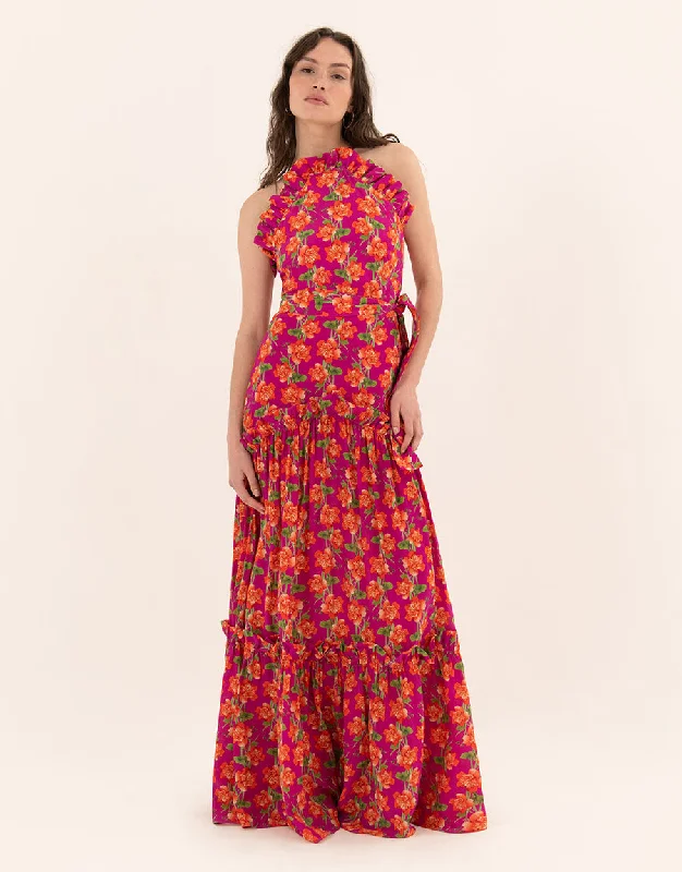 Tatiana Crepe Maxi Dress - Sugar Tip Fuchsia Refined Women's 
