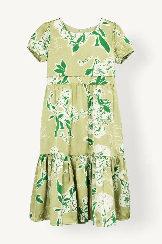 Tuleen Satin Floral Dress (Girls) Scandinavian