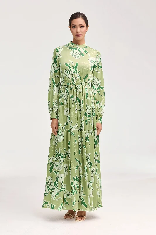 Tuleen Satin Floral Maxi Dress Laid - back Women's Vibe