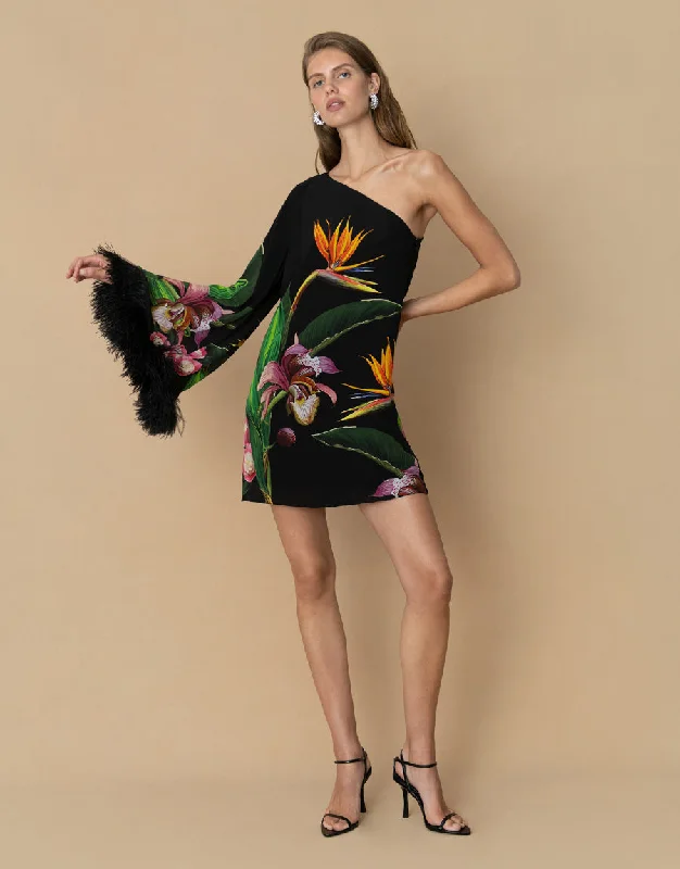Vida Crepe Mini Dress - Orchid Black - SALE Scandinavian
