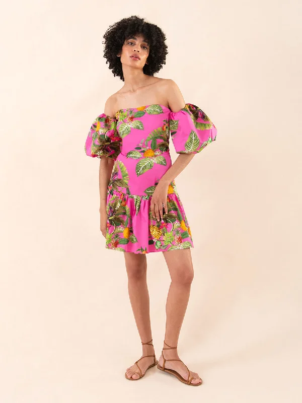 Ziggy Cotton Mini Dress - Calypso Pink Adventure