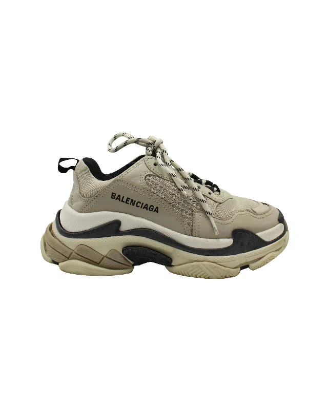 Balenciaga Triple S Sneakers in Beige Polyester Tassel Driving Shoe Look 