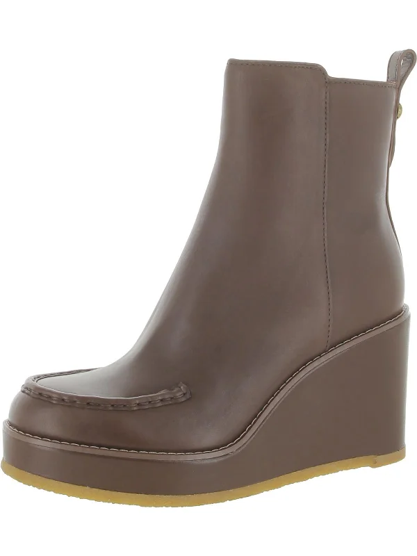 Brady Womens Faux Leather Zipper Wedge Boots Performance Running Sneaker Look  