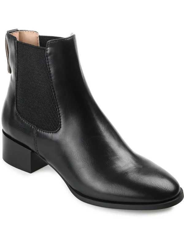Chayse Womens Faux Leather Pull On Chelsea Boots Retro Plimsoll Style  
