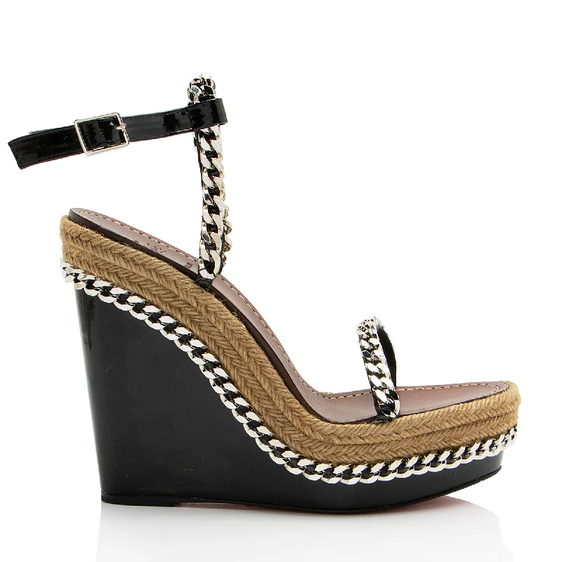 Christian Louboutin Leather Chain Macarena Espadrille Wedges Wingtip Oxford Design 