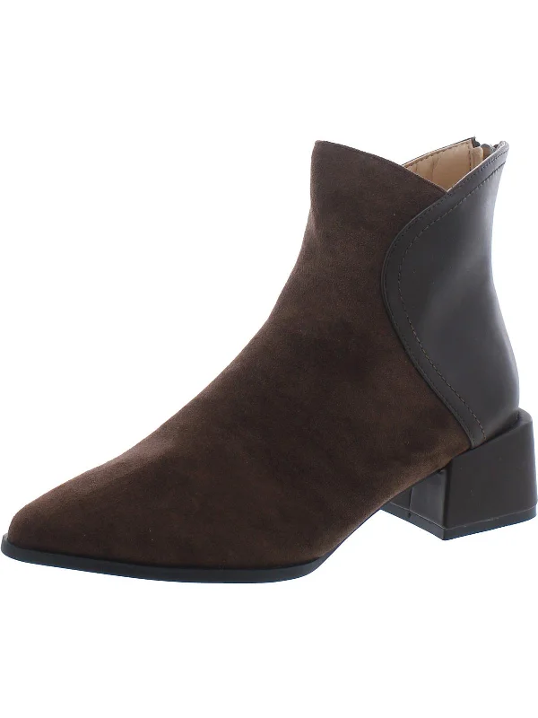 CONSUELLO Womens Faux Suede Zipper Ankle Boots Inflatable Shoe Look 