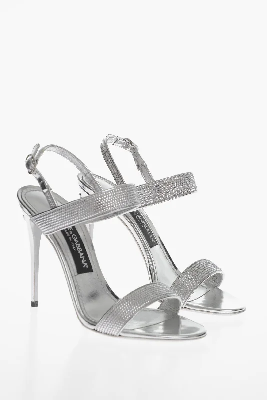 Dolce & Gabbana Rhinestoned Metallized Effect Sandals Heel 10 Cm Inflatable Shoe Look Dolce & Gabbana Rhinestoned Metallized Effect Sandals Heel 10 Cm Inflatable Shoe Look
