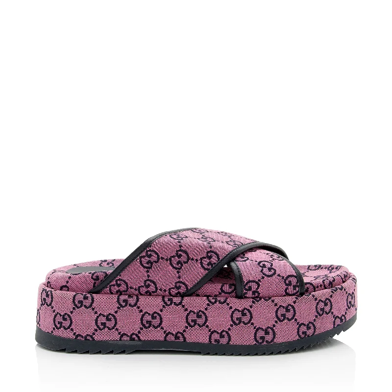 Gucci GG Canvas Crisscross Platform Sandals Smart - Shoe Functionality Style  