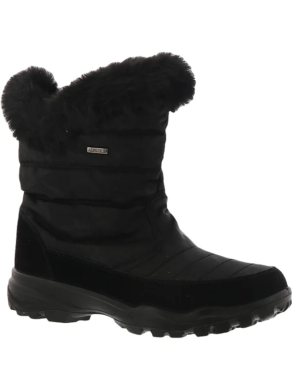 Korine Womens Snow Side Zip Winter Boots Combat - Inspired Military Boot Look  