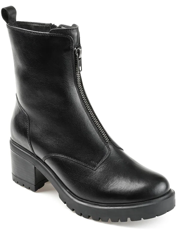 Norrah Womens Leather Round Toe Ankle Boots Ivy League Loafer Look 