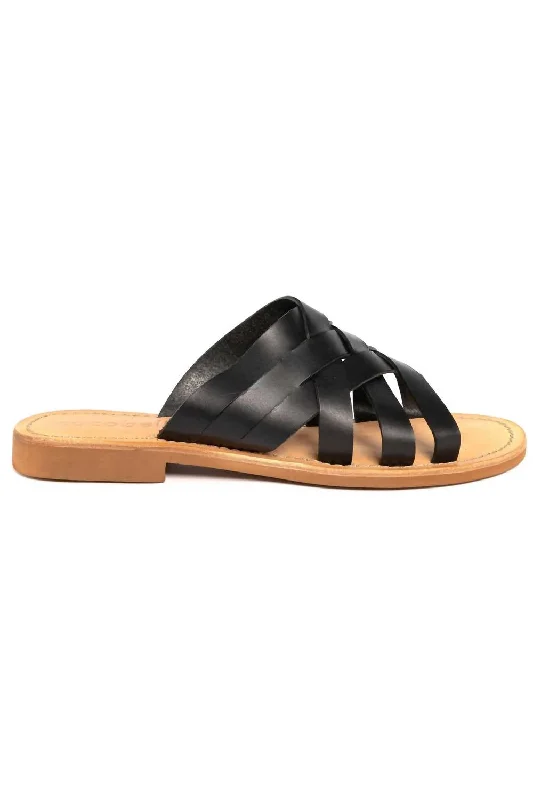 Siena Leather Sandal In Black Retro Basketball Sneaker Design  