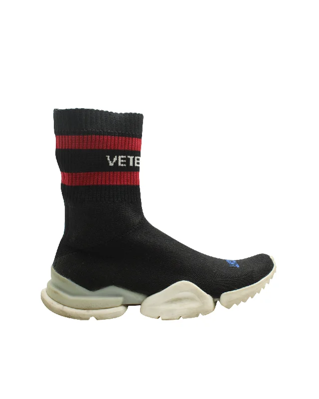 Vetements x Reebok Socks Sneakers in Black Polyester Comfortable Derby Style  