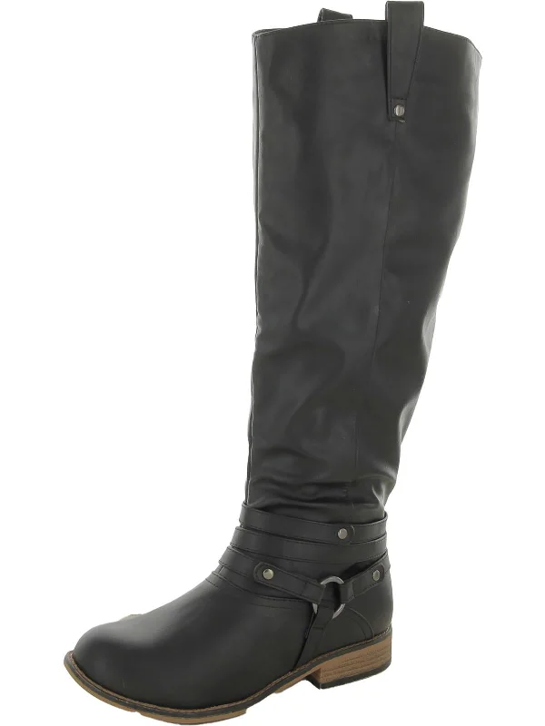 Womens Faux leather Block Heel Over-The-Knee Boots Paisley Print Shoe Design  