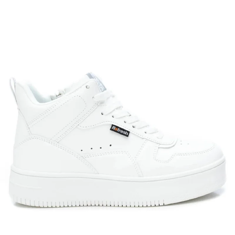 Women's High-Top Sneakers In White Victorian - Era Boot Style  