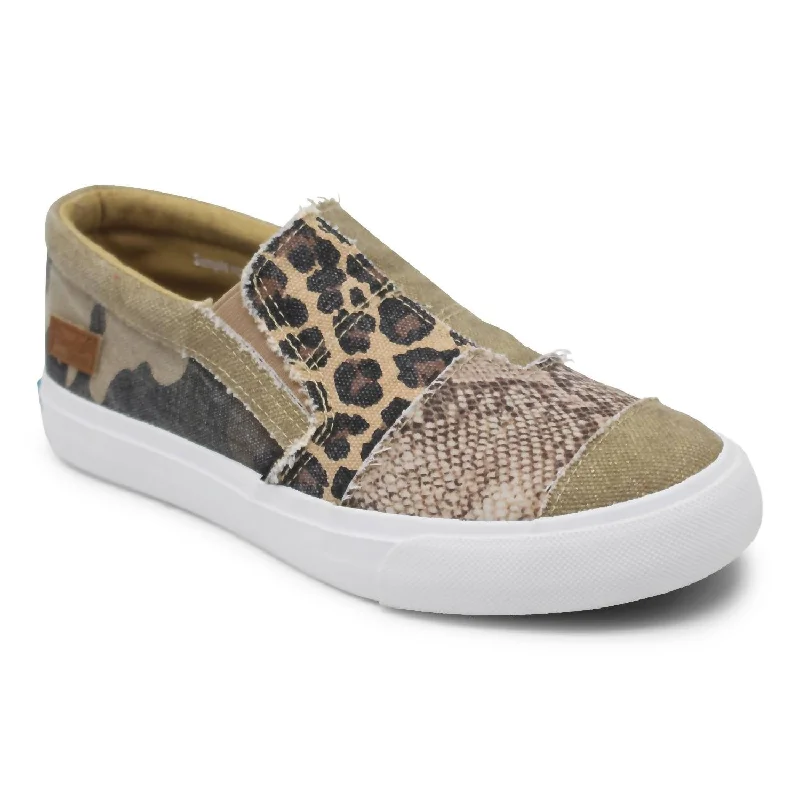 Women's Maddox Sneaker In Natural Snake Print Two - Tone Shoe Design  