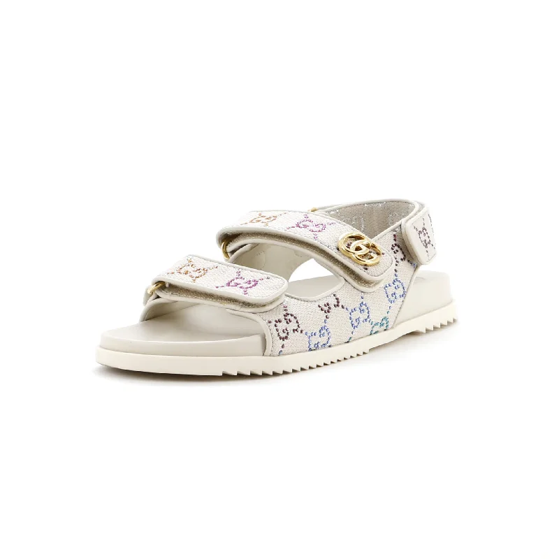 Women's Slingback Sandals Crystal GG Embellished Canvas Tassel Driving Shoe Look 