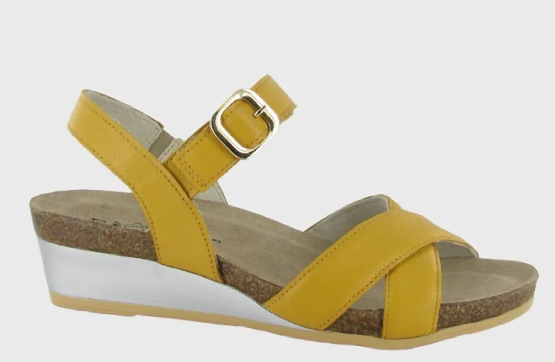 Women's Throne Sandal In Marigold Leather Distressed Leather Shoe Style  