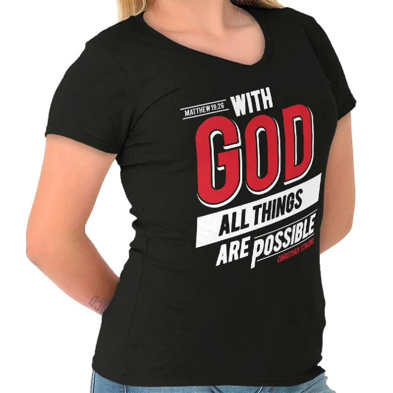 All Things Are Possible Junior Fit V-Neck T-Shirt Country