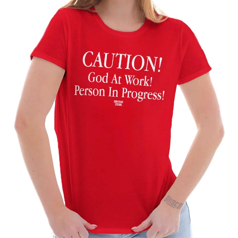 Caution Ladies T Shirt Stylish Women's Neon