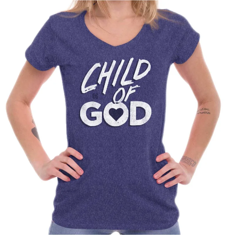 Child Of God Junior Fit V-Neck T Shirt Relaxed Women's 