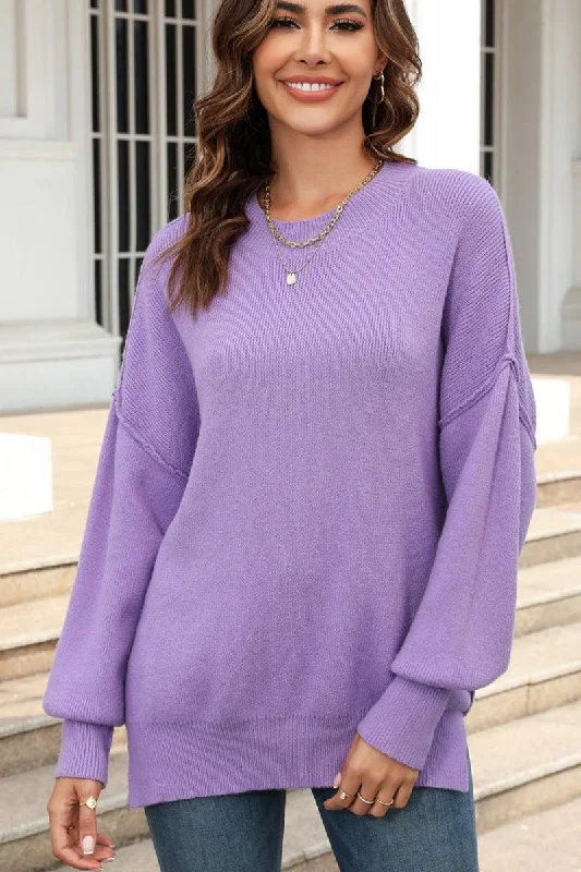 WOMEN OVERSIZED BOYFRIEND BASIC PULLOVER SWEATER Dynamic Women's Moto