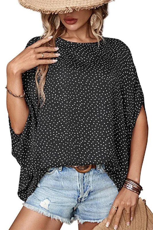 DOLMAN SLEEVE POLKA DOT CHIFFON BLOUSE Street