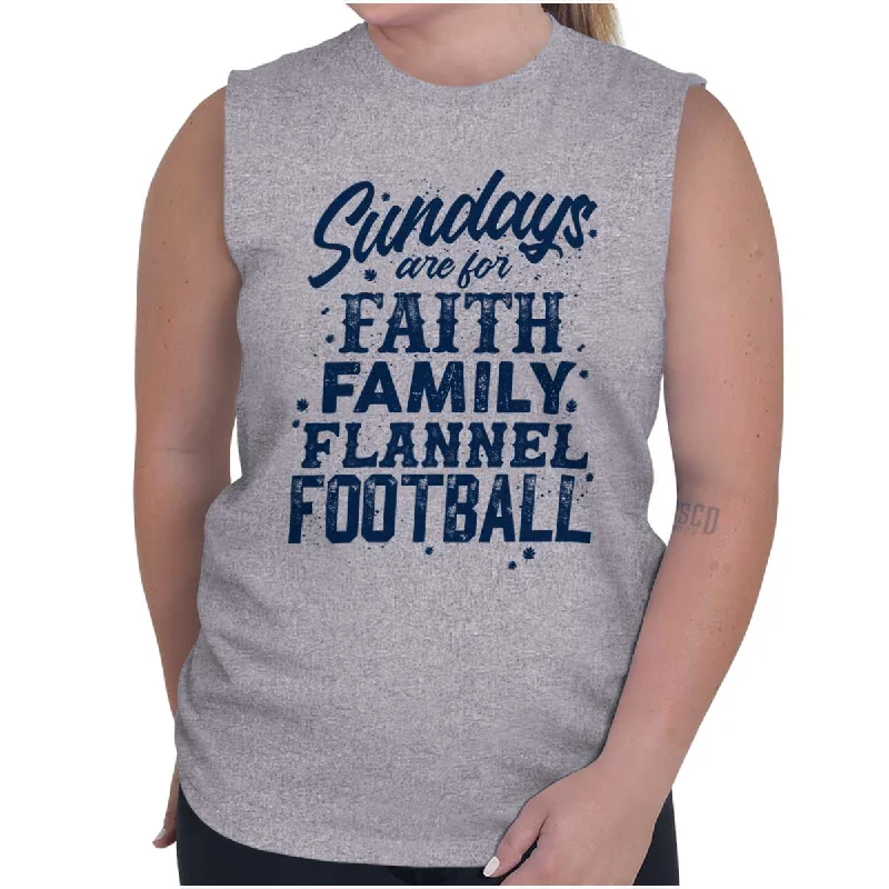 Faith Family Football Sleeveless T Shirt Sophisticated Women's Tailored