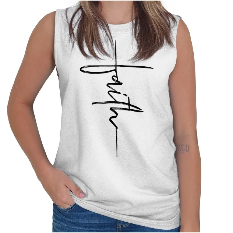 Faith Fashion Sleeveless T Shirt Cool Women's Distressed