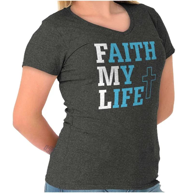Faith My Life Junior Fit V-Neck T Shirt Compression