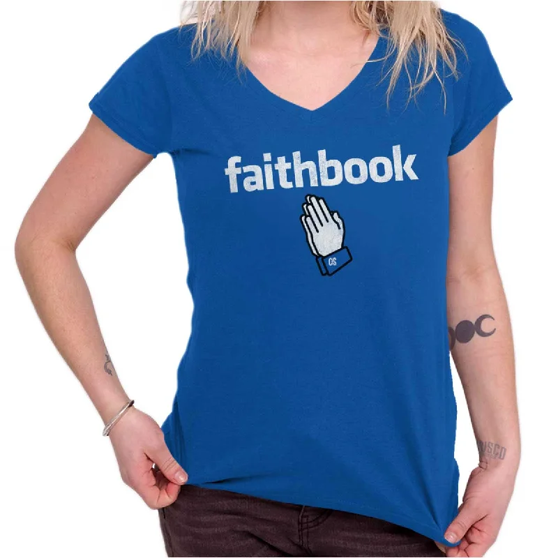 Faithbook Christian Junior Fit V-Neck T Shirt Artistic Women's Avant - 